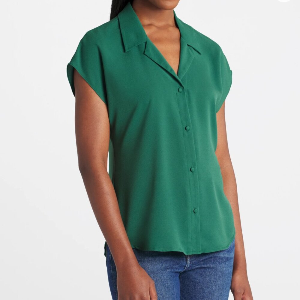 41 HAWTHORN Mar Button Down Green Blouse